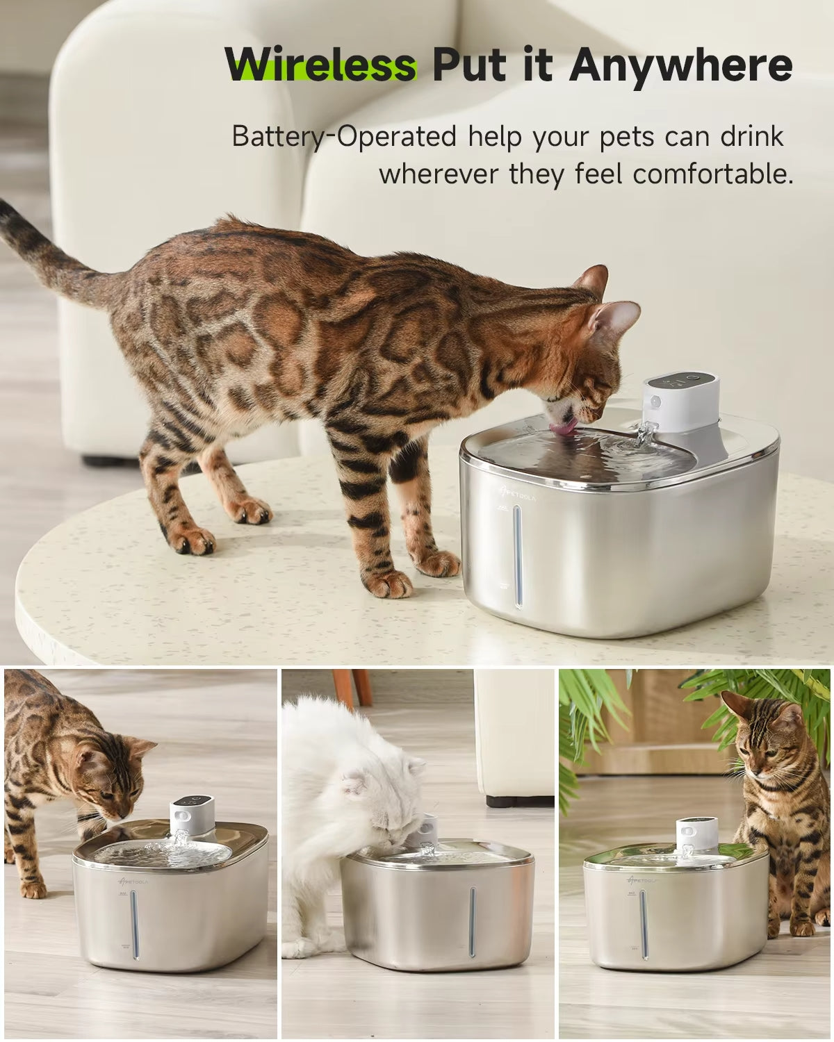 PettyBoo Wireless Pet Water Fountain